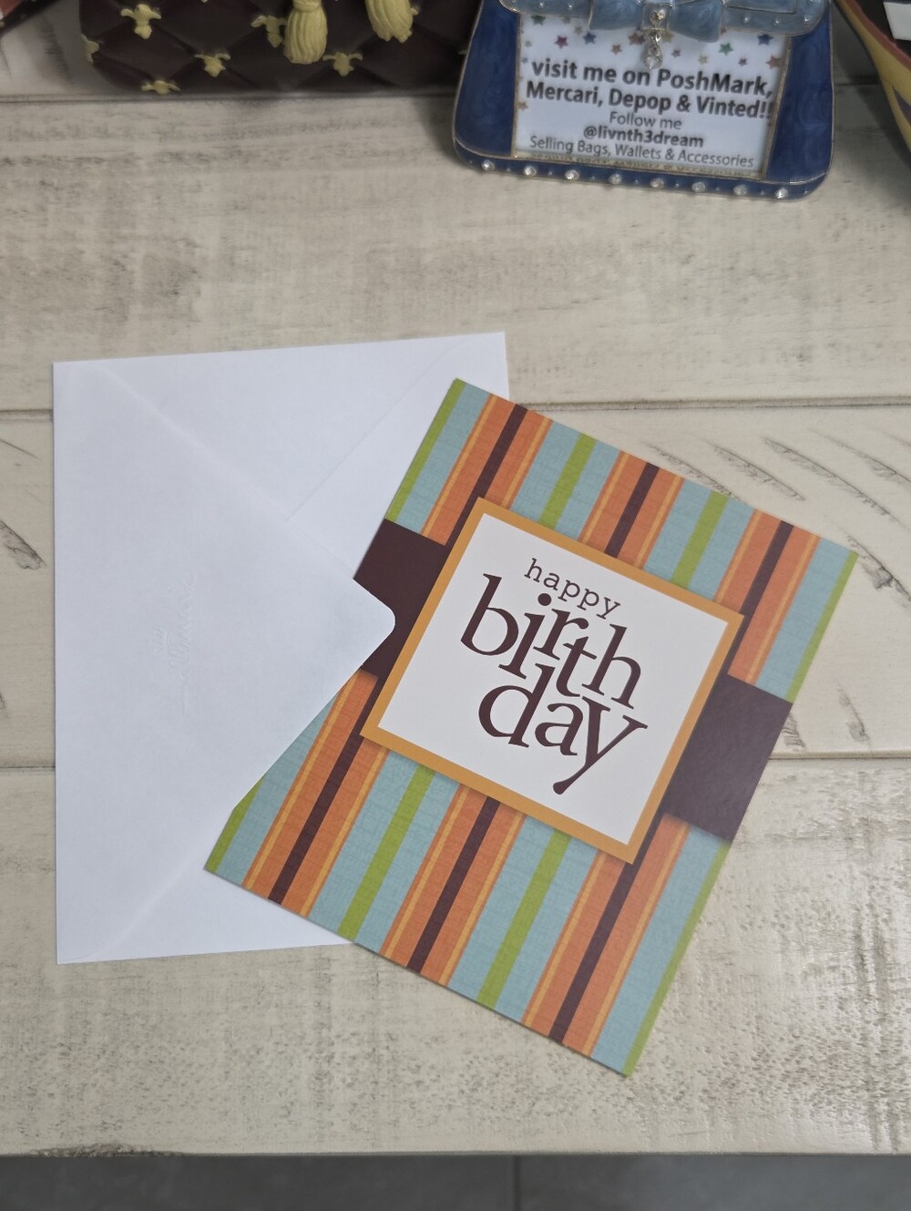 Hallmark Colorful Retro Striped Happy Birthday Card,NEW